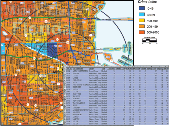 Sample crime risk map and report